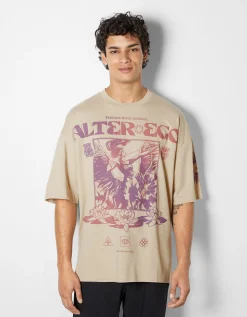 HOMME BERSHKA Tee-shirts et Chemises*T-shirt manches courtes extra loose imprimé ésotérique