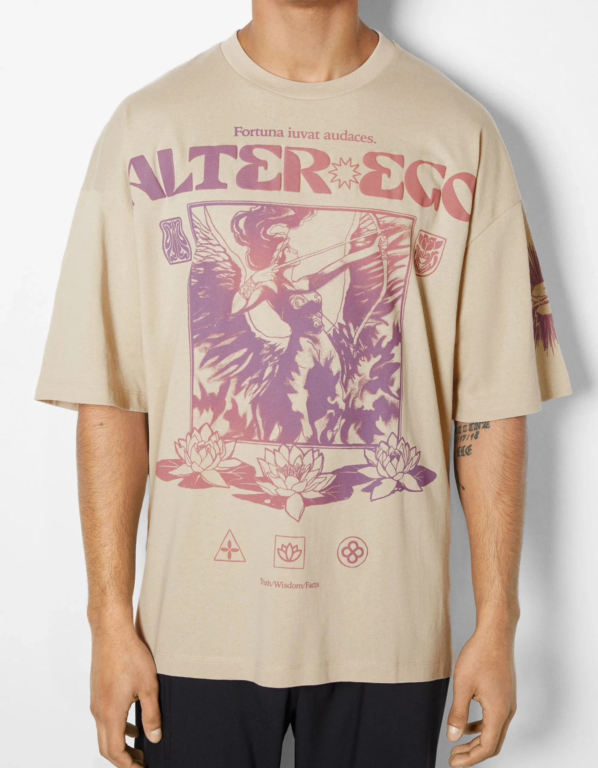 HOMME BERSHKA Tee-shirts et Chemises*T-shirt manches courtes extra loose imprimé ésotérique