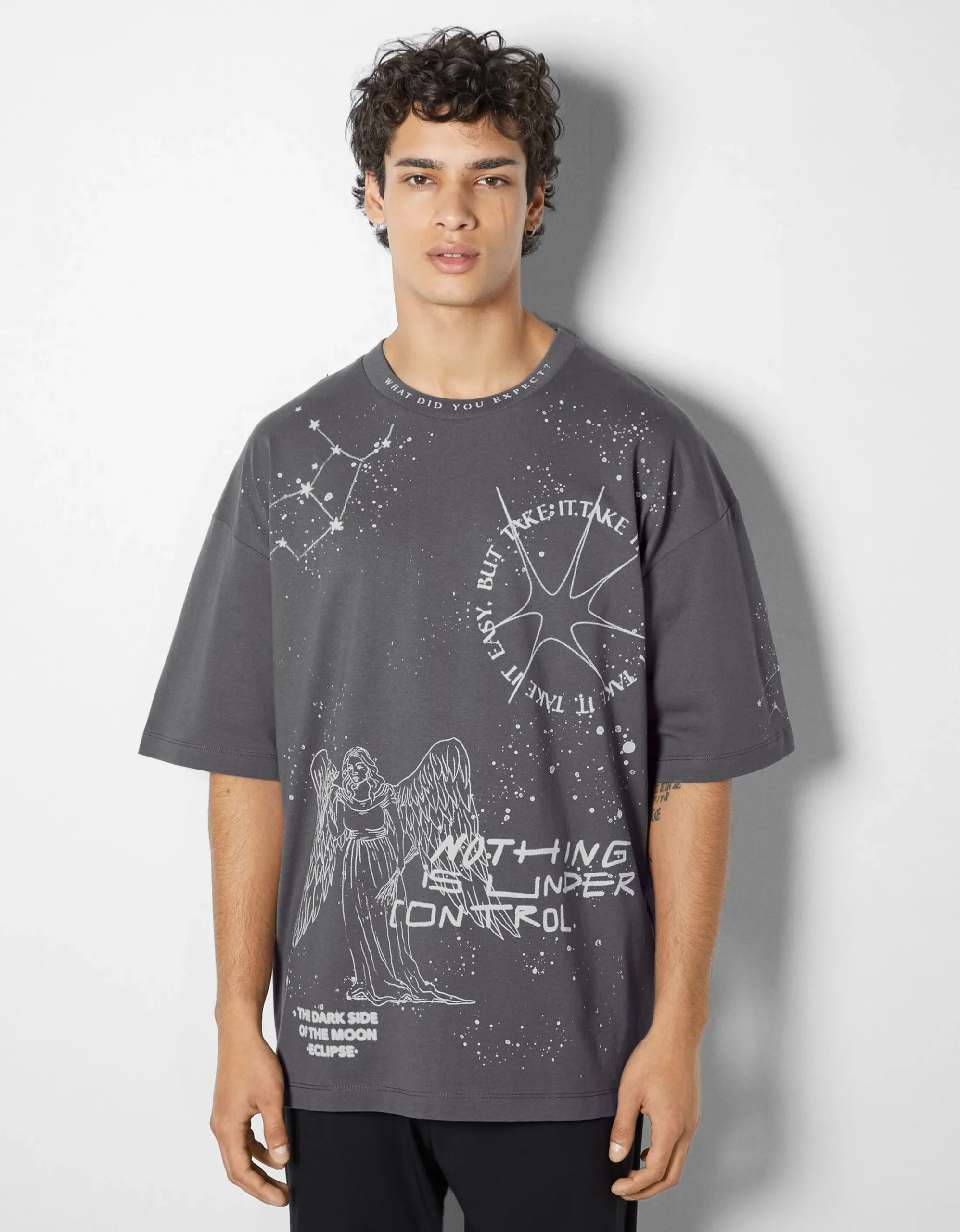 HOMME BERSHKA Tee-shirts et Chemises*T-shirt manches courtes extra loose imprimé ésotérique