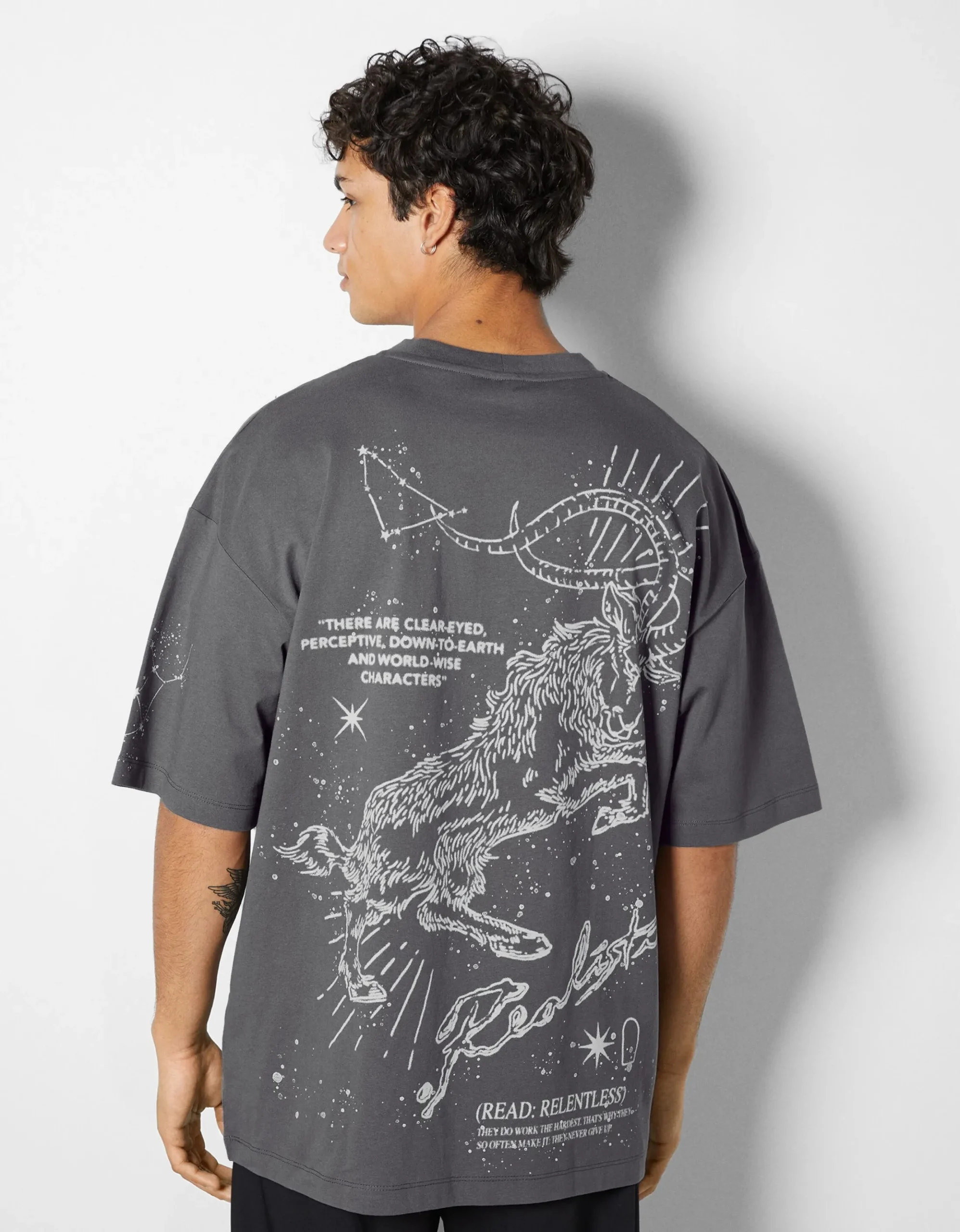 HOMME BERSHKA Tee-shirts et Chemises*T-shirt manches courtes extra loose imprimé ésotérique