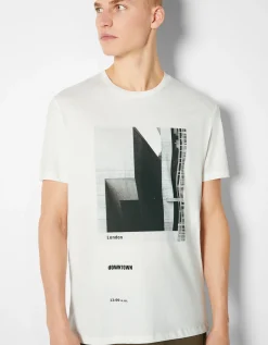 HOMME BERSHKA Tee-shirts*T-shirt manches courtes imprimé photo