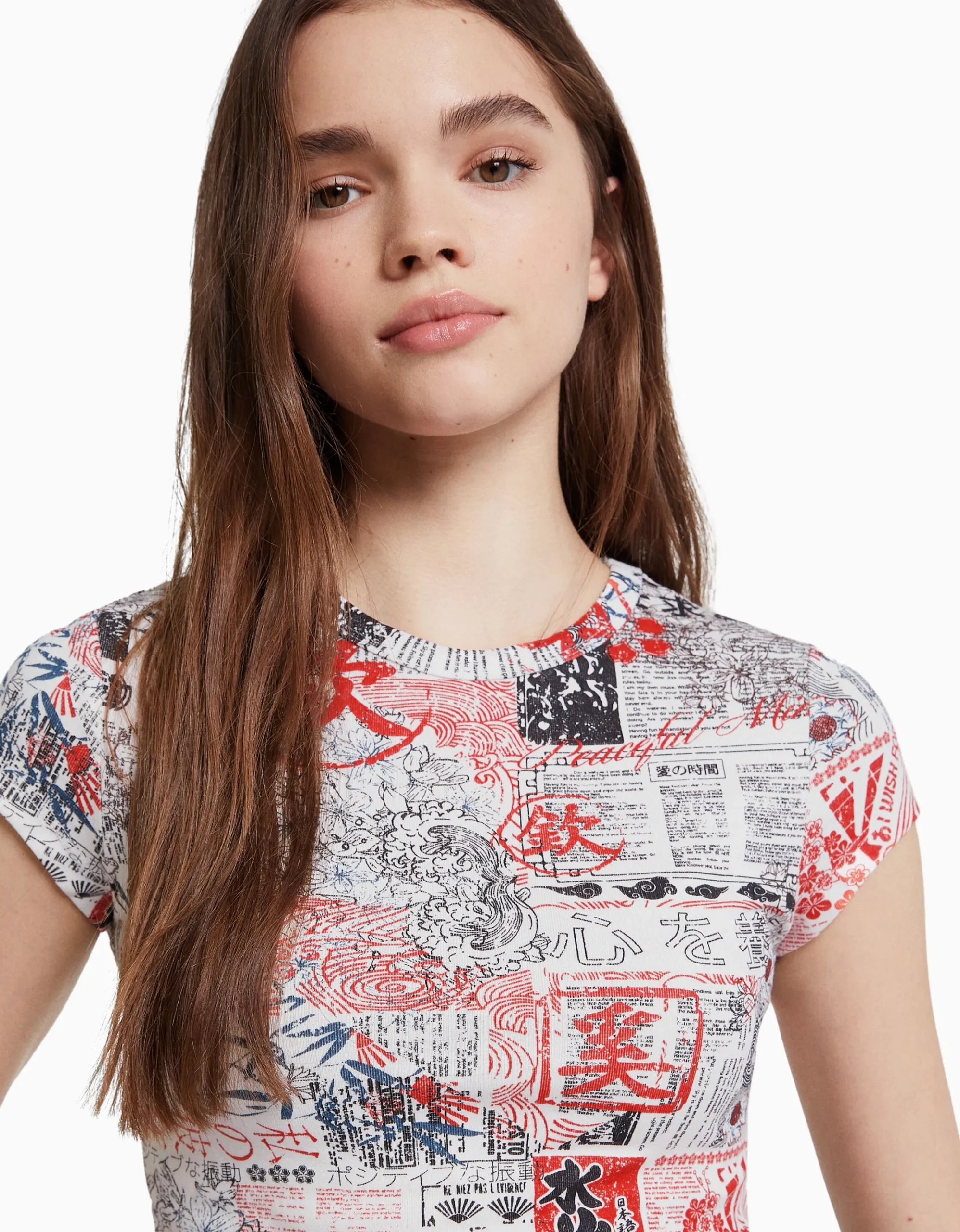 FEMME BERSHKA Tee-shirts*T-shirt manches courtes imprimé