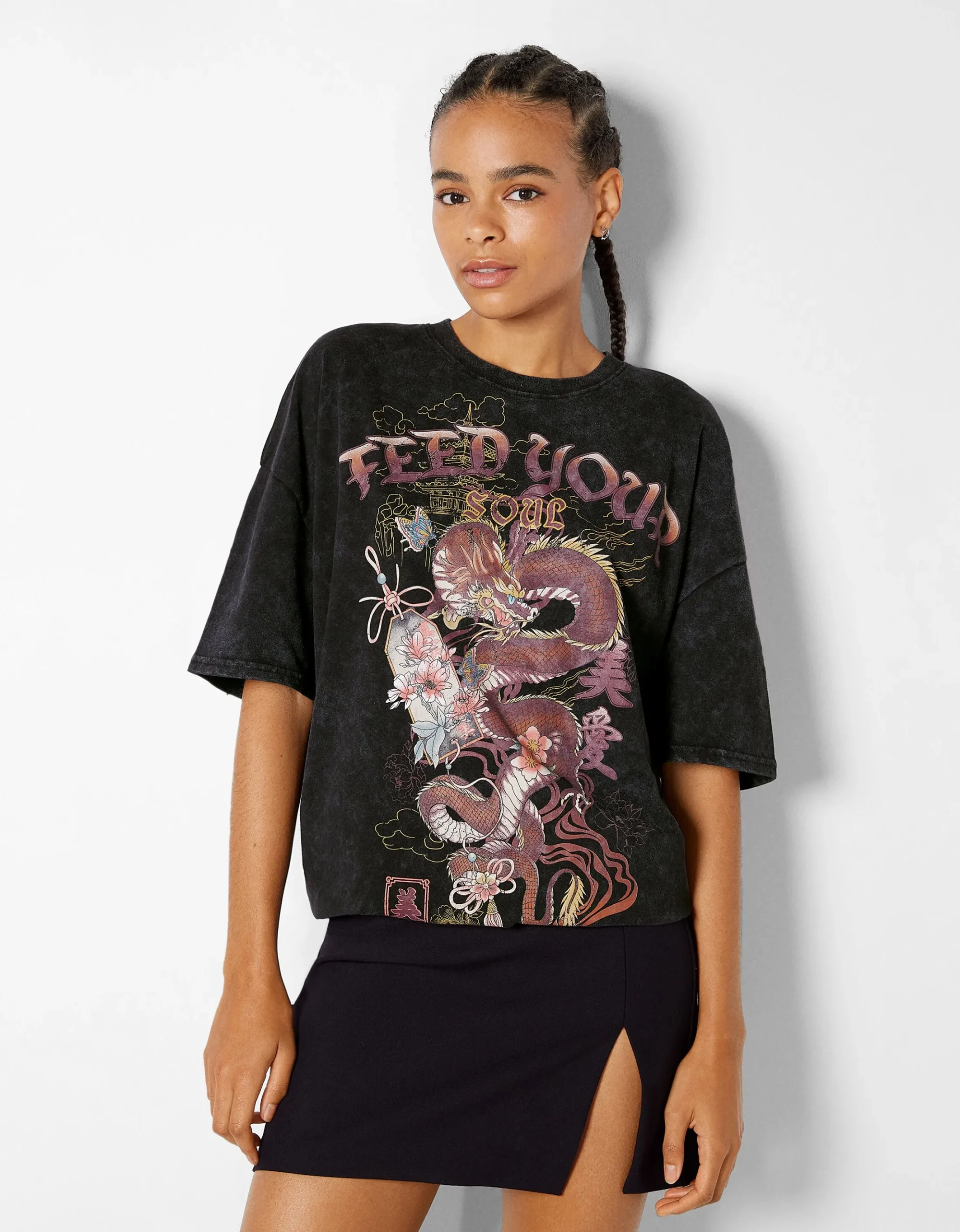 FEMME BERSHKA Tee-shirts*T-shirt manches courtes imprimé