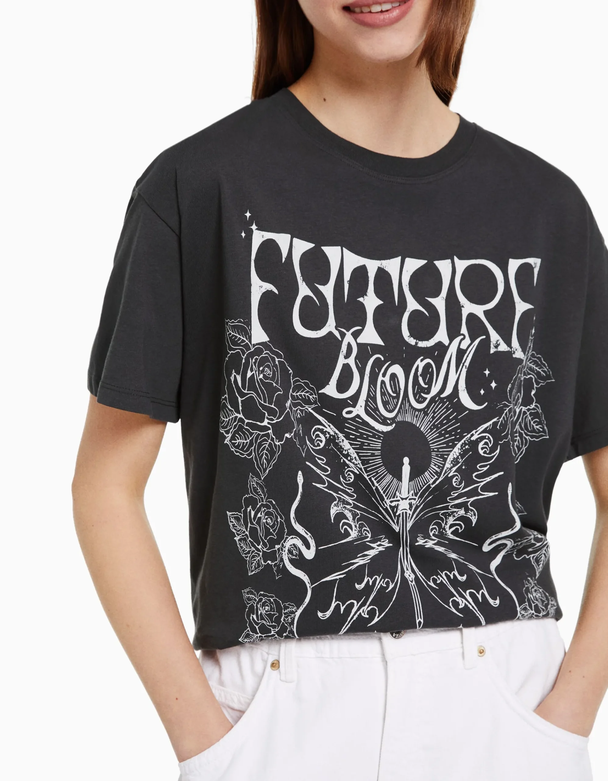 FEMME BERSHKA Tee-shirts*T-shirt manches courtes imprimé