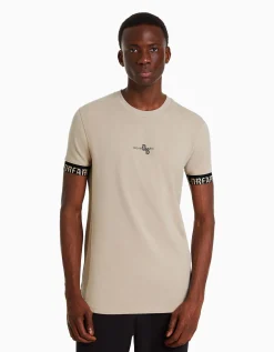 HOMME BERSHKA Tee-shirts*T-shirt manches courtes muscle fit frises