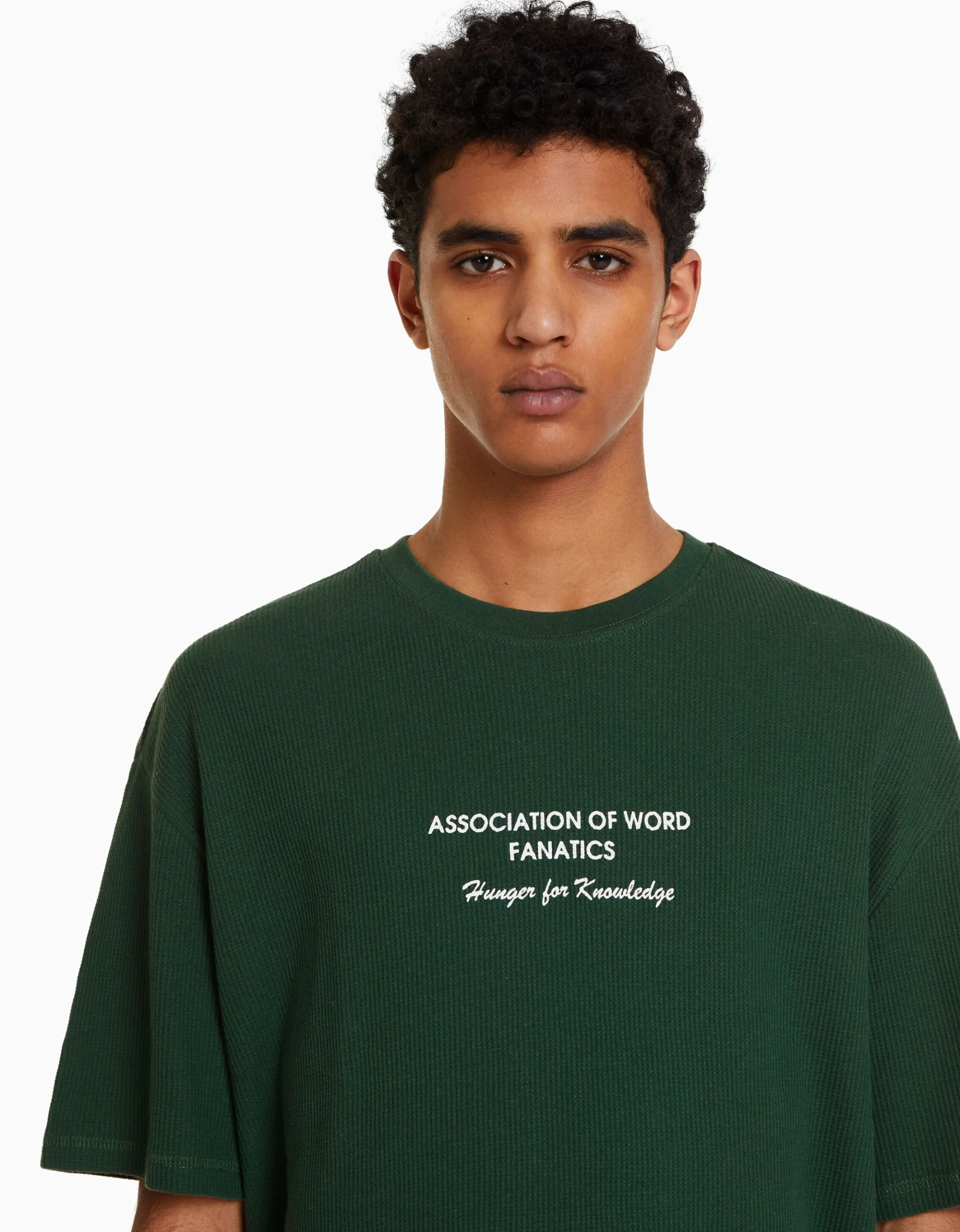 FEMME BERSHKA #bershkastyle*T-shirt manches courtes oversize gaufré et imprimé