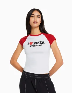FEMME BERSHKA Tee-shirts*T-shirt manches courtes raglan imprimé