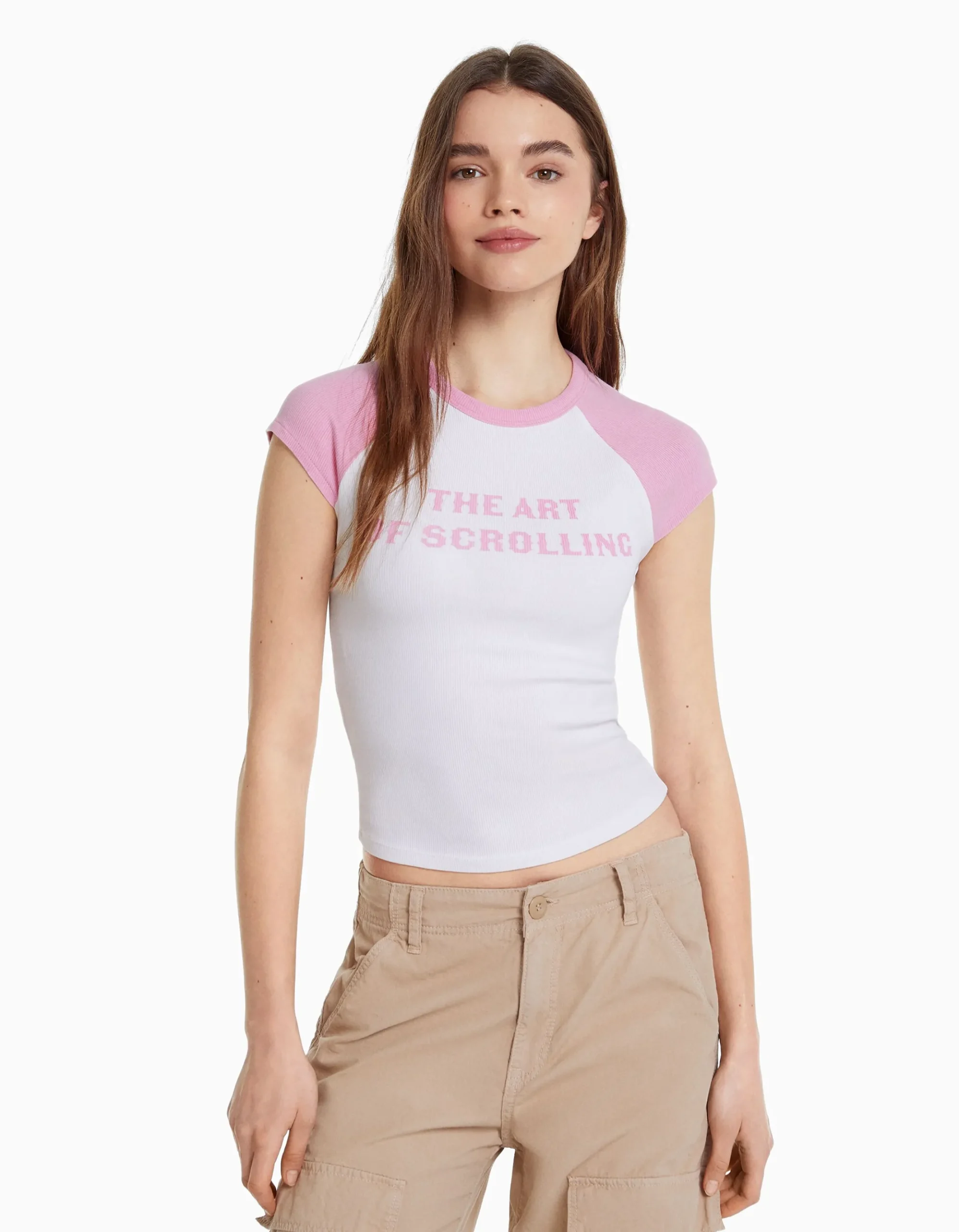 FEMME BERSHKA Tee-shirts*T-shirt manches courtes raglan imprimé