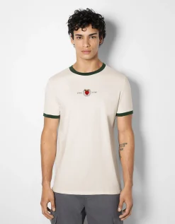 HOMME BERSHKA Tee-shirts*T-shirt manches courtes regular fit imprimé