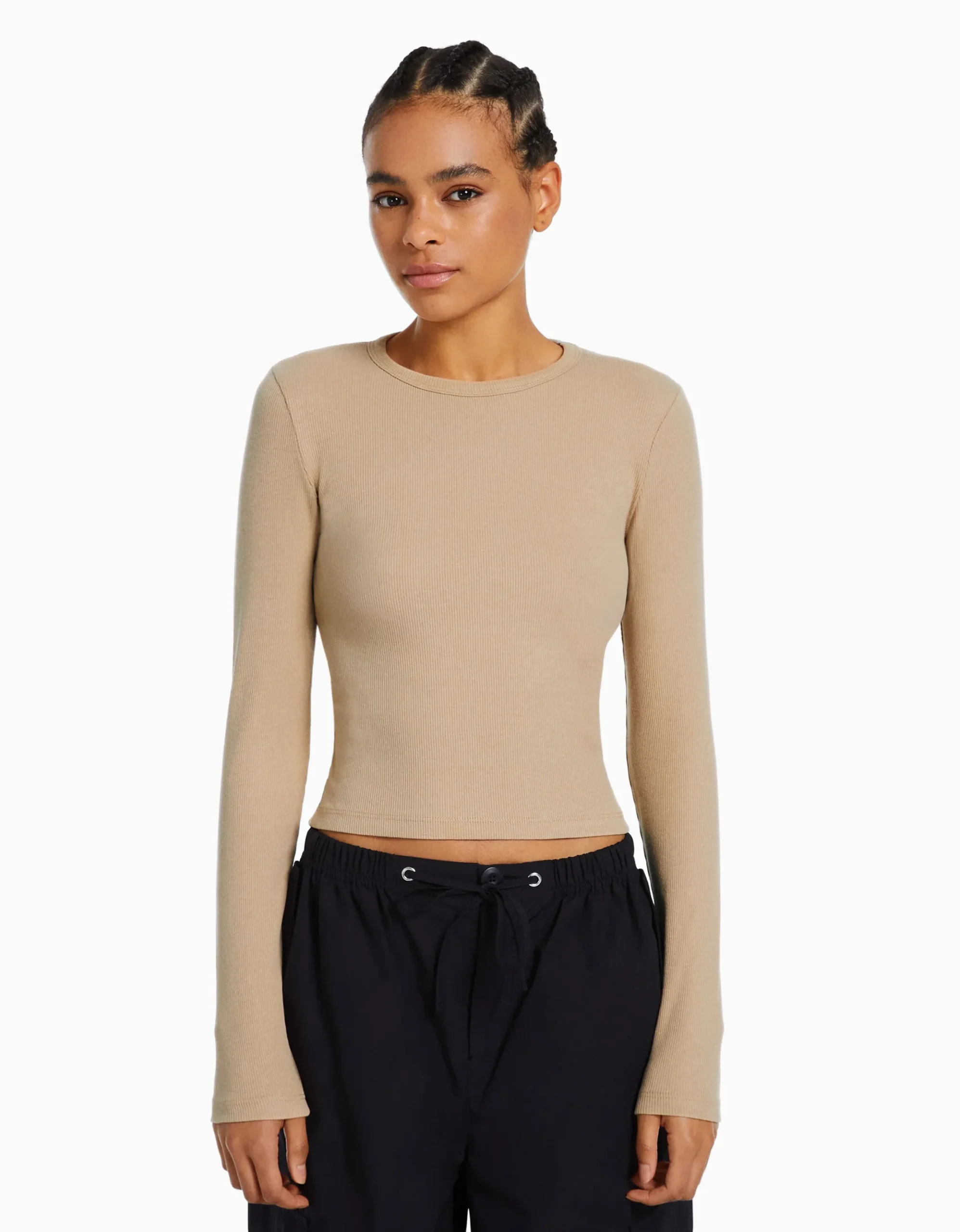 FEMME BERSHKA Tee-shirts*T-shirt manches longues bord-côte