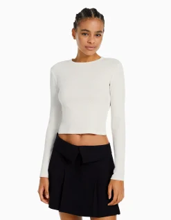 FEMME BERSHKA Tee-shirts*T-shirt manches longues bord-côte
