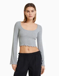 FEMME BERSHKA Tee-shirts*T-shirt manches longues col rond
