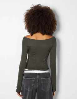 FEMME BERSHKA Tee-shirts*T-shirt manches longues col bateau
