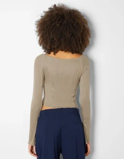 FEMME BERSHKA Tee-shirts*T-shirt manches longues col bateau