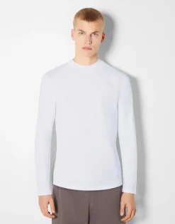 HOMME BERSHKA Vêtements*T-shirt manches longues col cheminée