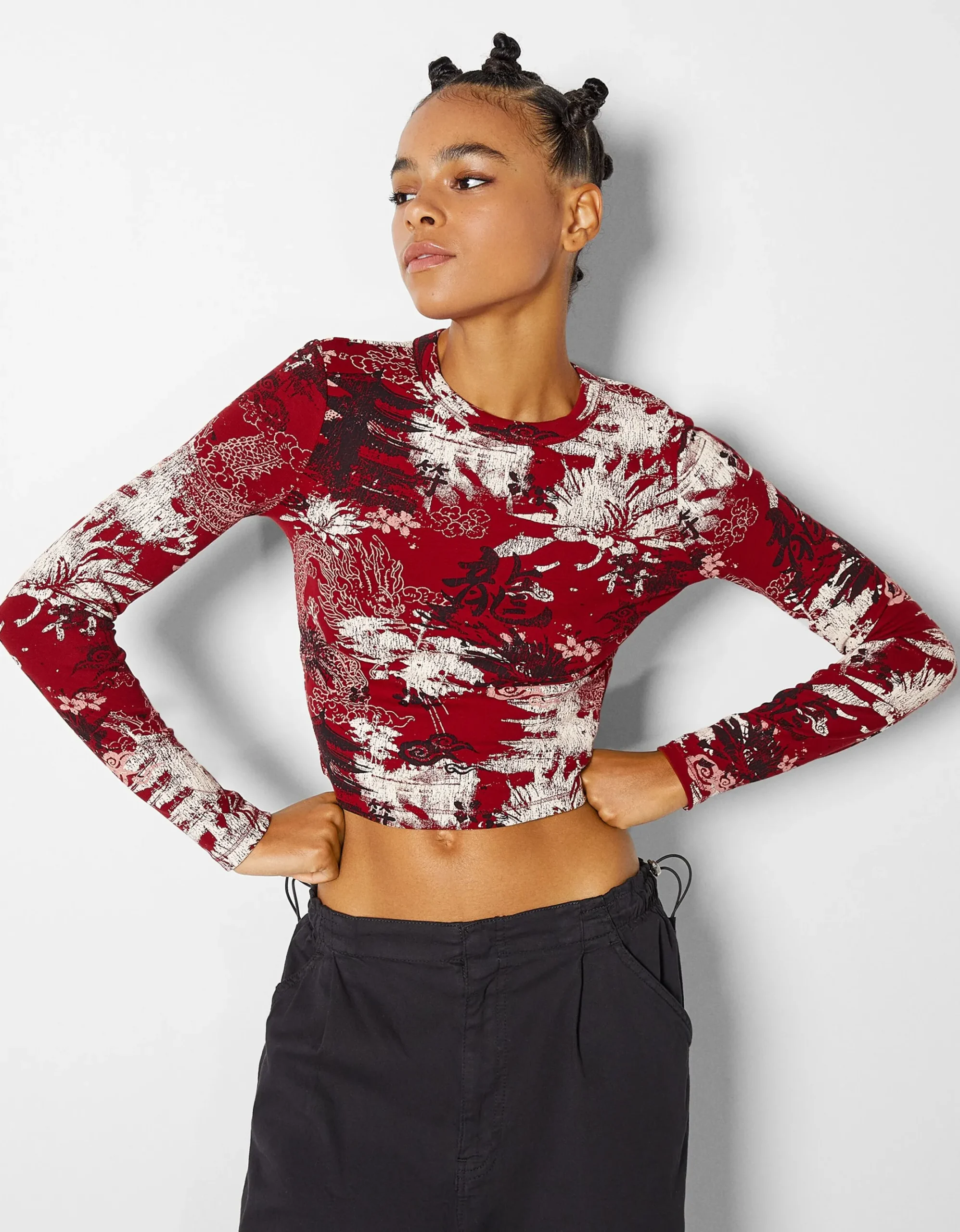 FEMME BERSHKA Tee-shirts*T-shirt manches longues imprimé
