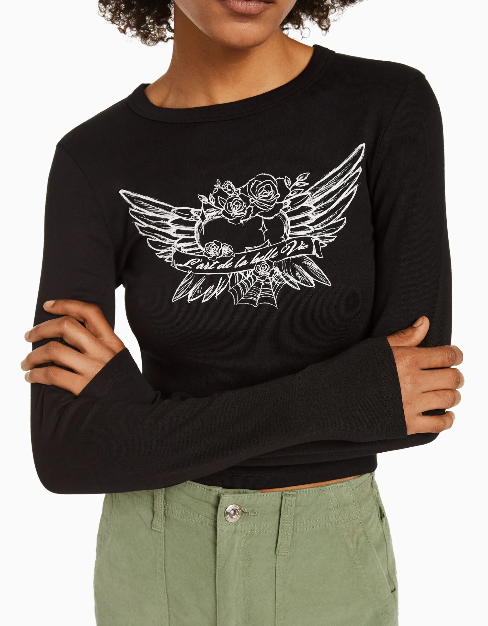 FEMME BERSHKA Tee-shirts*T-shirt manches longues imprimé