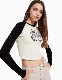 FEMME BERSHKA Tee-shirts*T-shirt manches longues raglan
