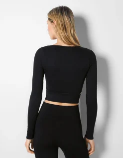 FEMME BERSHKA Vêtements*T-shirt manches longues seamless découpé sur le côté