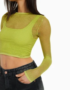 FEMME BERSHKA Tee-shirts*T-shirt manches longues seamless filet