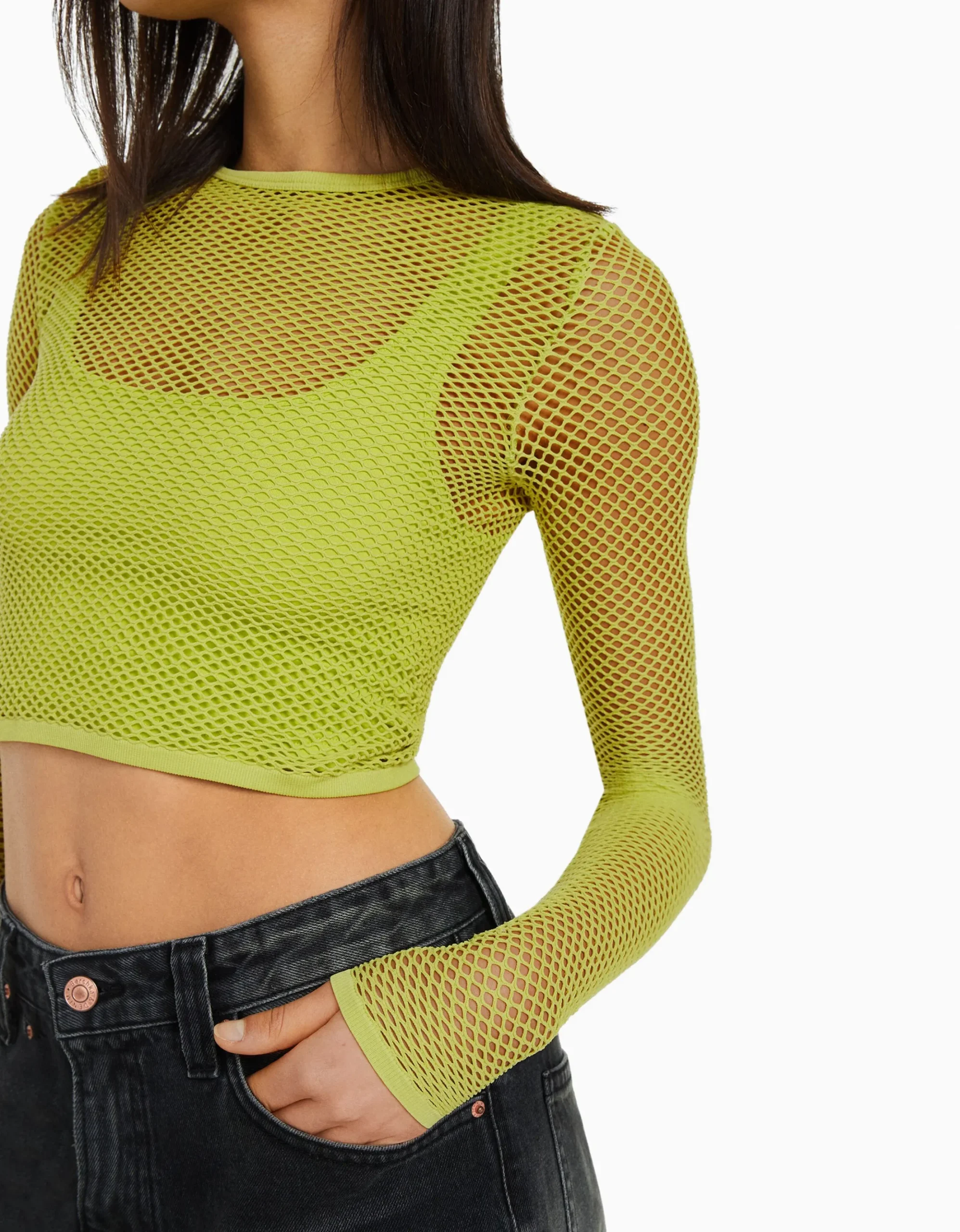FEMME BERSHKA Tee-shirts*T-shirt manches longues seamless filet