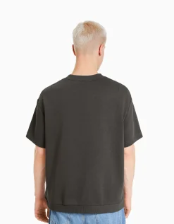 HOMME BERSHKA Tee-shirts*T-shirt molleton imprimé varsity