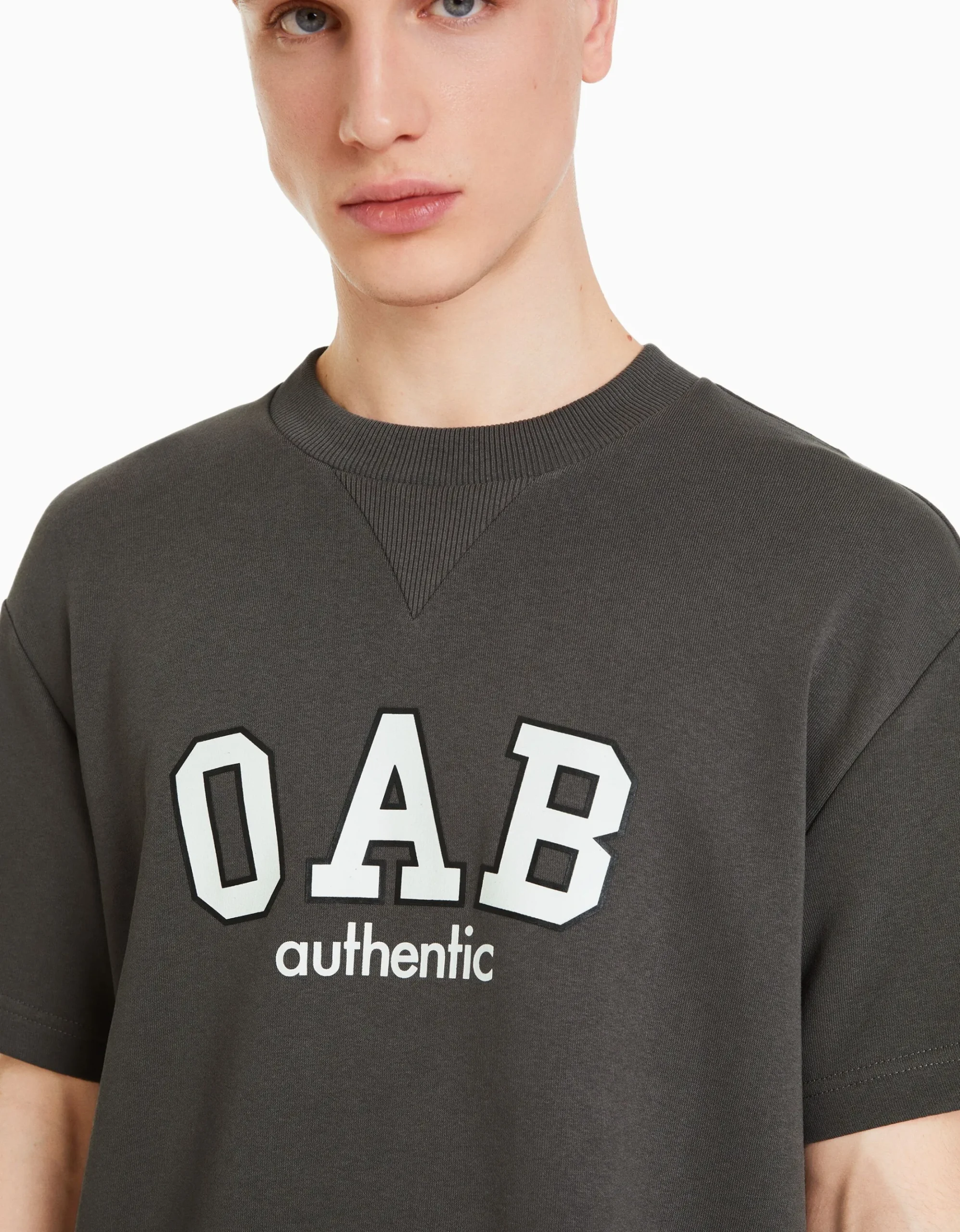HOMME BERSHKA Vêtements*T-shirt molleton imprimé varsity
