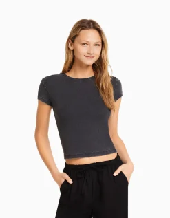 FEMME BERSHKA Tee-shirts*T-shirt moulant manches courtes