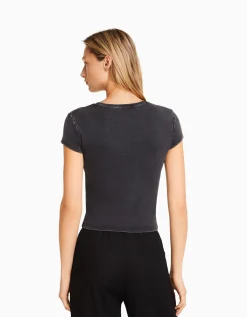 FEMME BERSHKA Tee-shirts*T-shirt moulant manches courtes
