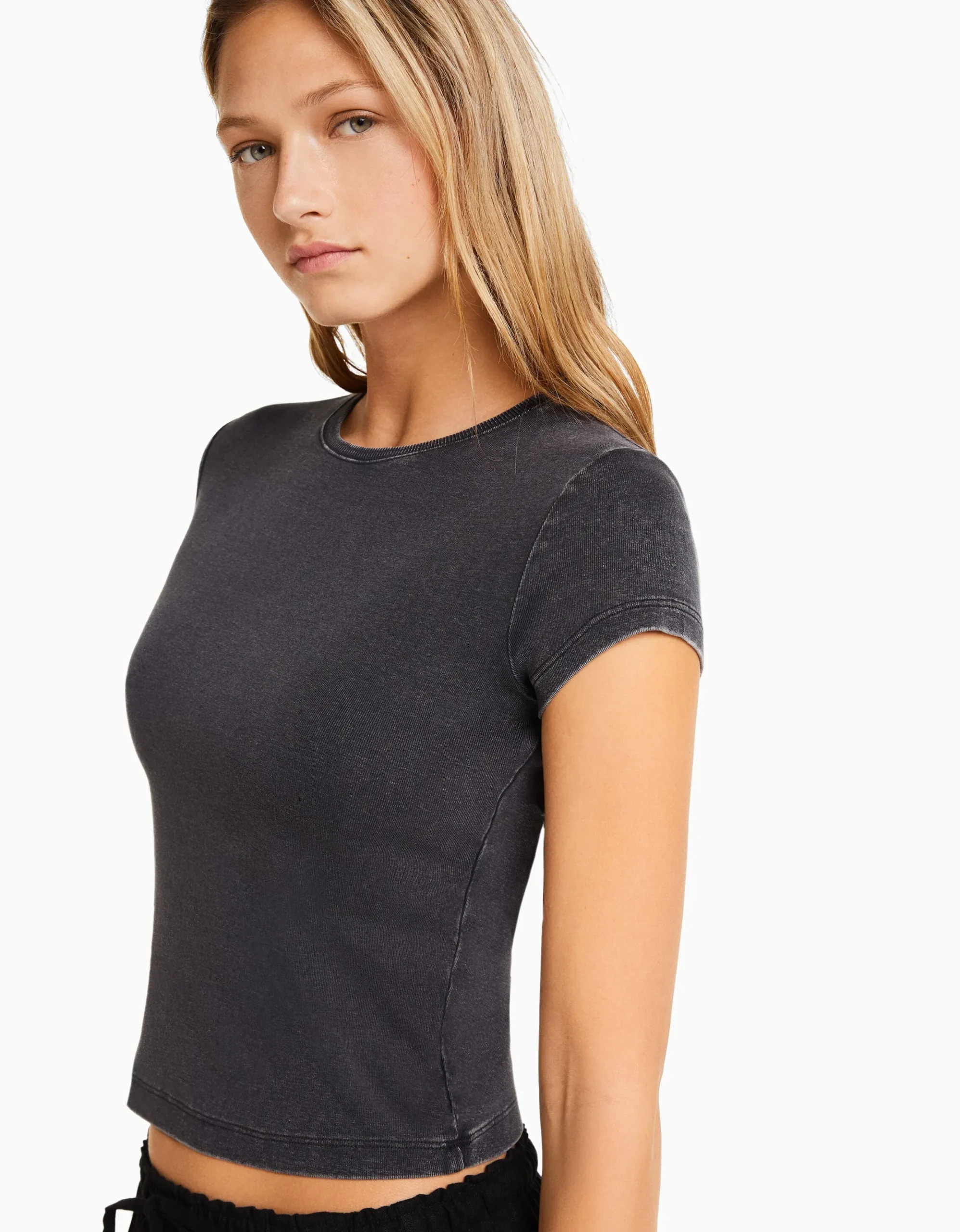 FEMME BERSHKA Tee-shirts*T-shirt moulant manches courtes