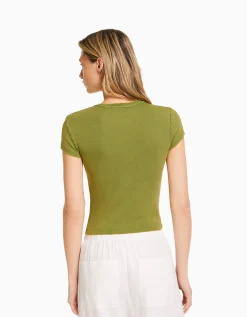 FEMME BERSHKA Tee-shirts*T-shirt moulant manches courtes