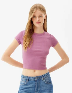 FEMME BERSHKA Tee-shirts*T-shirt moulant manches courtes