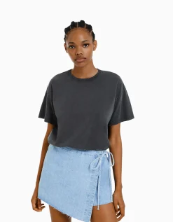 FEMME BERSHKA Personnalisables*T-shirt oversize à manches courtes