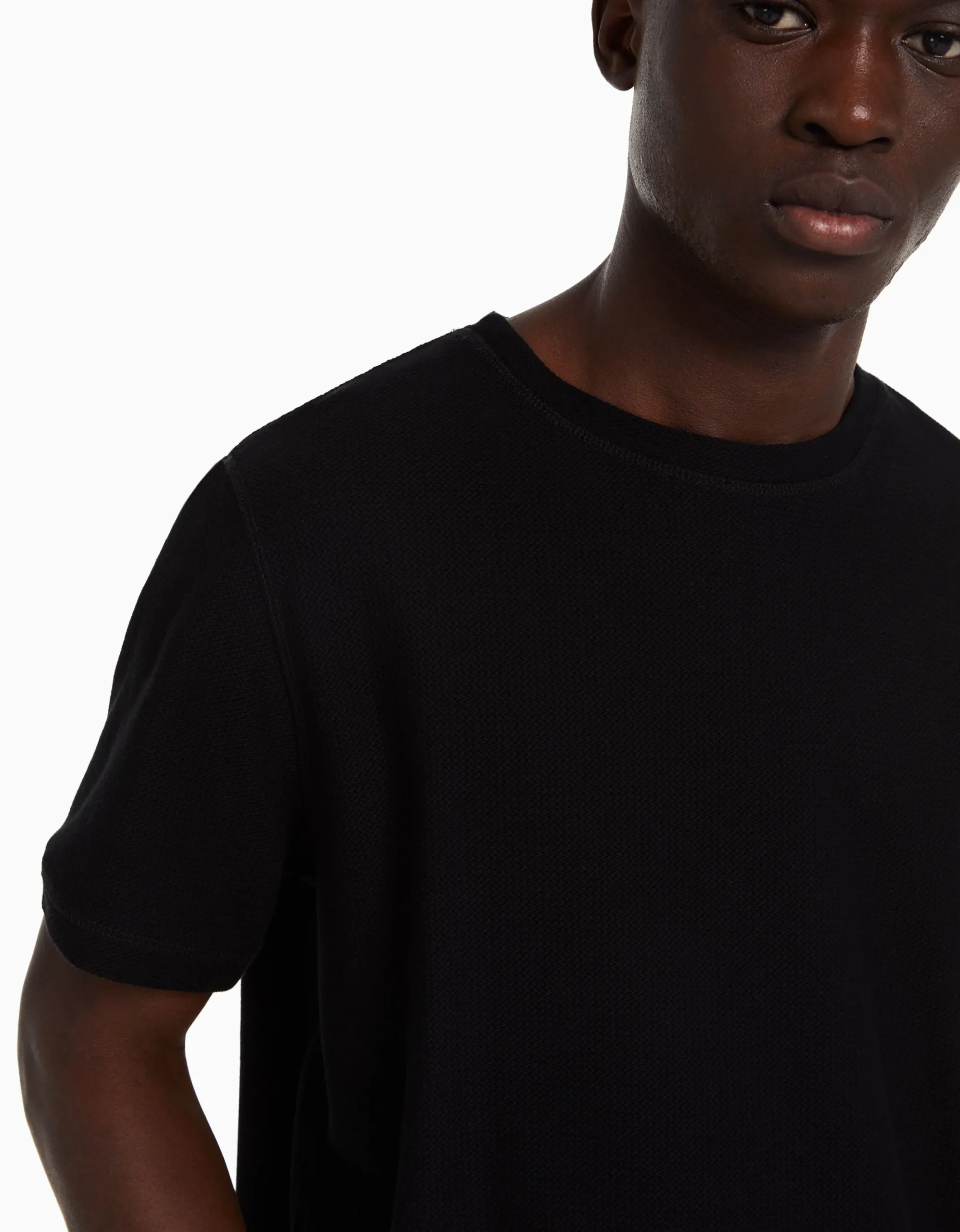 HOMME BERSHKA Tee-shirts*T-shirt texturé à manches courtes