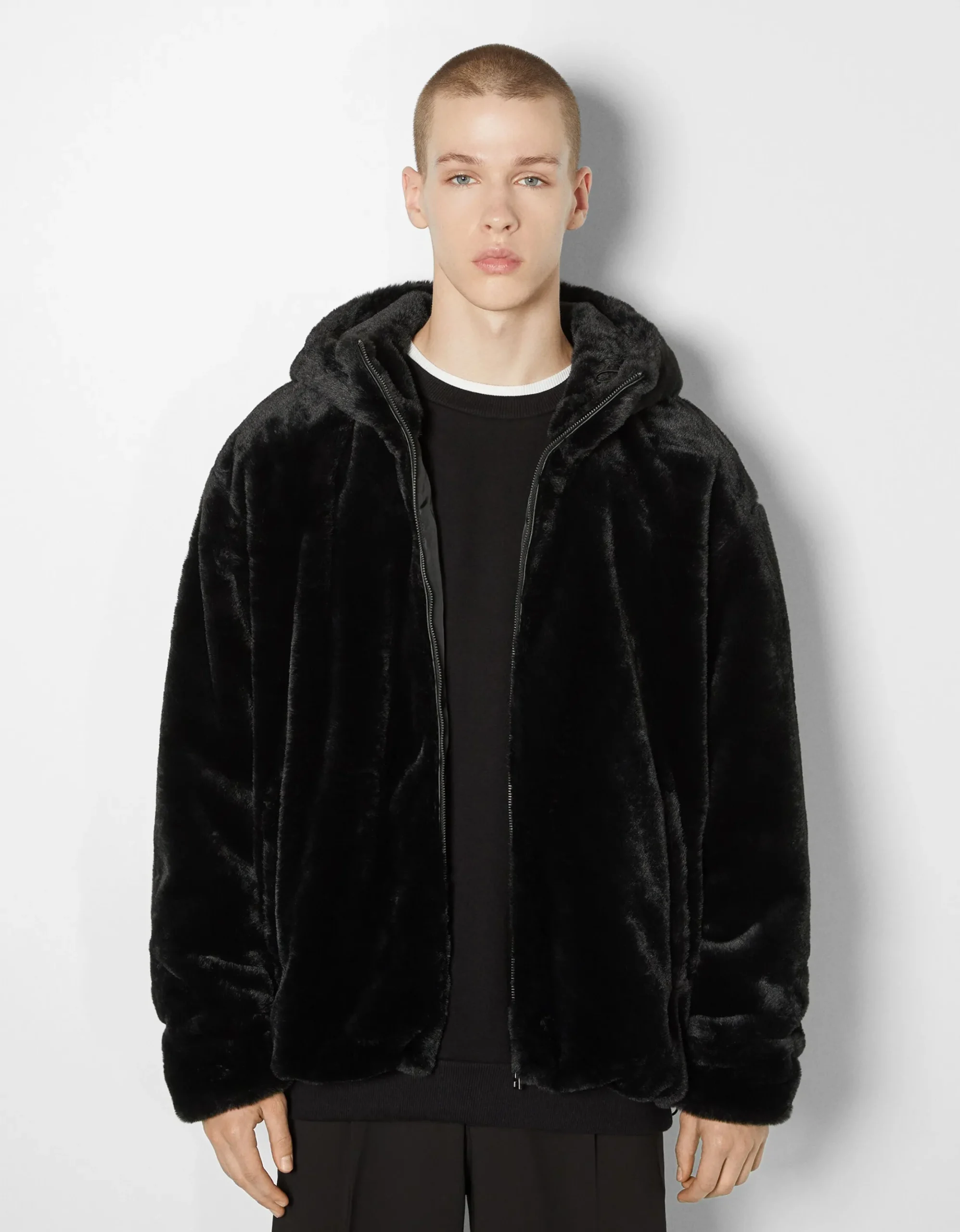 HOMME BERSHKA Blousons et manteaux*Veste polaire à capuche