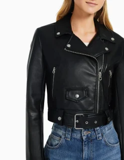FEMME BERSHKA Vêtements*Veste style motard similicuir ceinture